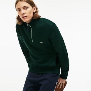 [해외] Mens Flat Ribbed Zippered Stand-Up Collar Sweatshirt [라코스테 LACOSTE] green/navy blue (SH9252-51-DQ5)