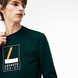 [해외] Mens Crew Neck Print Fleece Sweatshirt [라코스테 LACOSTE] green/white (SH9212-51-K5E)