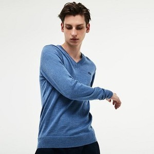 [해외] Mens V-neck Wool Jersey Sweater [라코스테 LACOSTE] blue chine (AH2987-51-ACA)