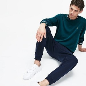 [해외] Mens Crew Neck Contrast Accents Pima Cotton Jersey Sweater [라코스테 LACOSTE] green/navy blue/white (AH9691-51-APP)