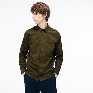[해외] Mens Regular Fit Lightweight Cotton Flannel Shirt [라코스테 LACOSTE] Khaki Green (CH0939-51-UXF)