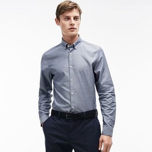 [해외] Mens Slim Fit Stretch Cotton Pinpoint Shirt [라코스테 LACOSTE] navy blue/white (CH9627-51-525)