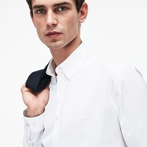 [해외] Mens Slim Fit Stretch Cotton Poplin Shirt [라코스테 LACOSTE] white (CH9628-51-001)