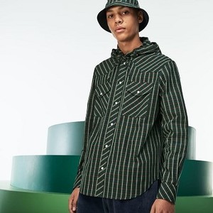 [해외] Mens Fashion Show Hooded Check Poplin Shirt [라코스테 LACOSTE] green/blue/yellow/red/green/khaki green (CH3169-51-8WE)