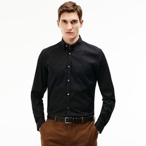 [해외] Mens Slim Fit Stretch Cotton Poplin Shirt [라코스테 LACOSTE] black (CH9628-51-031)