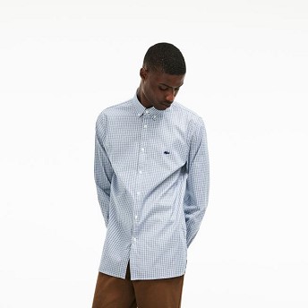 [해외] Mens Slim Fit Check Stretch Pinpoint Cotton Shirt [라코스테 LACOSTE] navy blue (CH0401-51-CC3)