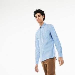 [해외] Mens Slim Fit Check Cotton Poplin Shirt [라코스테 LACOSTE] light blue (CH0486-51-58M)