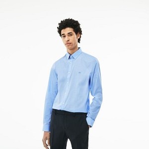 [해외] Mens Slim Fit Jacquard Cotton Poplin Shirt [라코스테 LACOSTE] light blue (CH0407-51-58M)