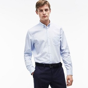 [해외] Mens Regular Fit Texturized Poplin Shirt [라코스테 LACOSTE] blue/white (CH9615-51-P01)