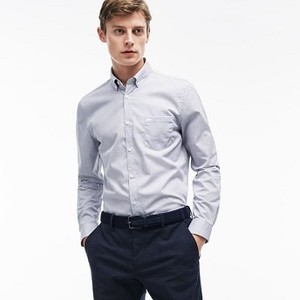 [해외] Mens Regular Fit Texturized Poplin Shirt [라코스테 LACOSTE] navy blue/white (CH9615-51-525)