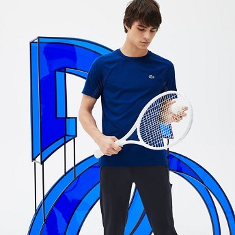 [해외] Mens SPORT Tech Pique And Mesh T-Shirt - Novak Djokovic Supporter Collection [라코스테 LACOSTE] marino/black-argente (TH3317-51-HQU)