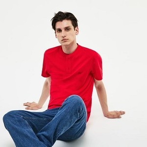 [해외] Mens Buttoned Contrast Knit T-Shirt [라코스테 LACOSTE] toreador (TH3234-51-PRL)
