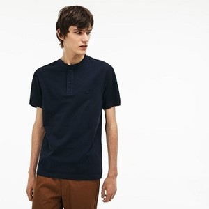 [해외] Mens Buttoned Contrast Knit T-Shirt [라코스테 LACOSTE] dark navy blue (TH3234-51-MXQ)
