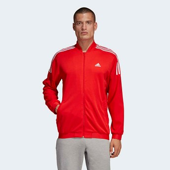 [해외] ADIDAS USA Mens Athletics Sport ID Woven Bomber Jacket [아디다스 ADIDAS] Active Red/White (DQ1471)