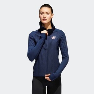 [해외] ADIDAS USA Womens Hockey Blue Jackets Heather Top [아디다스 자켓] Nhl-Cbj-5a5/Collegiate Navy/Black (CA7320)