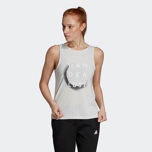 [해외] Womens Athletics Wanderlust Graphic Tank Top [아디다스 반팔티] White Melange (DT4808)