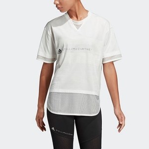 [해외] Womens adidas by Stella McCartney Logo Mesh Tee [아디다스 반팔티] Core White (DT9227)