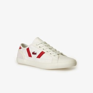 [해외] Womens Sideline Canvas and Leather Sneakers [라코스테 운동화] OFF WHITE/RED (37CFA0042)