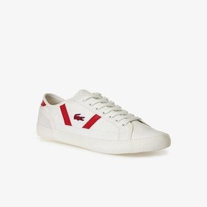 [해외] Mens Sideline Canvas and Leather Sneakers [라코스테 운동화] OFF WHITE/RED (37CMA0066)
