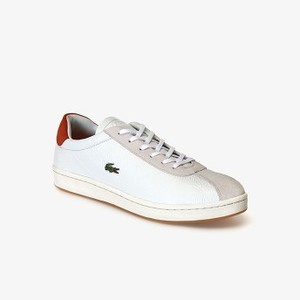 [해외] Mens Masters Leather and Suede Sneakers [라코스테 운동화] OFF WHITE/RED (37SMA0035)