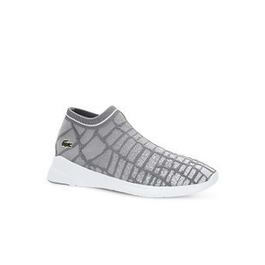 [해외] Mens LT Fit Sock Sneakers with Green Croc [라코스테 운동화] GREY/WHITE (37SMA0031)