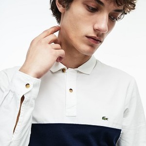 [해외] Mens Regular Fit Cotton Shirt [라코스테 셔츠] White/Navy Blue (CH4862-51)