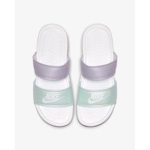 [해외] Nike Benassi Duo Ultra [나이키 슬리퍼] White/Oxygen Purple/Teal Tint/White (819717-103)