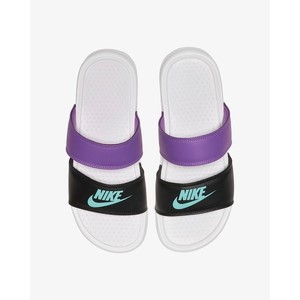 [해외] Nike Benassi Duo Ultra [나이키 슬리퍼] White/Black/Bright Violet/Aurora (819717-104)