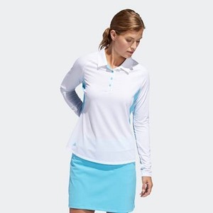 [해외] Womens Golf Ultimate365 Climacool Polo Shirt [아디다스 긴팔티] White/Bright Cyan (DZ0484)