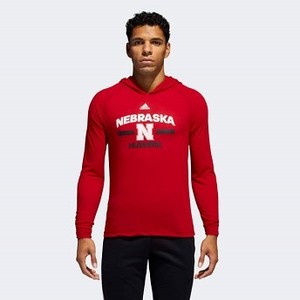 [해외] Mens Football Nebraska Long Sleeve Hooded Tee [아디다스 긴팔티] Multi/Power Red (DQ0391)