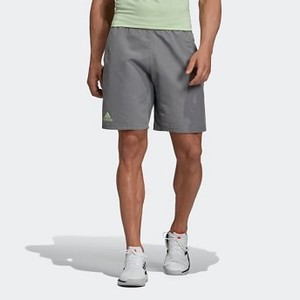 Mens Tennis Club 3-Stripes 9-Inch Shorts [아디다스 반바지] Grey Three/Glow Green (EC3840)