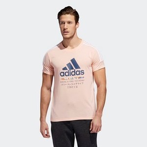Mens Athletics Global Citizens 3-Stripes Tee [아디다스 티셔츠] Glow Pink (ED8314)