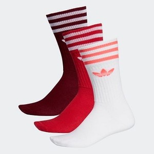 Solid Crew Sock 3 Pairs [아디다스 양말] Collegiate Burgundy/Scarlet/White (ED9360)