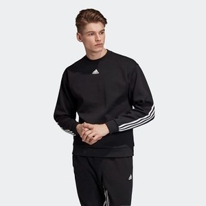 Mens Athletics Must Haves 3-Stripes Crew Sweatshirt [아디다스 후드 and 맨투맨] Black/White (DX7654)