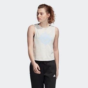 Womens Athletics Wanderlust Graphic Tank Top [아디다스 티셔츠] White Melange (DX9238)