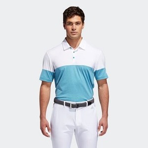 Mens Golf Ultimate365 Heathered Blocked Polo Shirt [아디다스 티셔츠] Active Teal Mel/White (EJ9889)