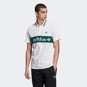 Mens Originals adidas Samstag Colorblock Polo Shirt [아디다스 티셔츠] White/Collegiate Green (EC9306)