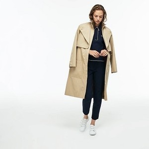 Womens Belted Long Cotton Twill Trench Coat With Storm Flaps [라코스테 자켓] (BF8915-51)