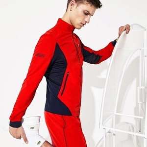 Mens SPORT Novak Djokovic Full-Zip Jacket [라코스테 자켓] Red/Navy Blue-FMC (Selected colour) (BH8838-51)