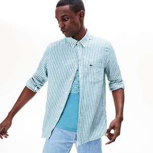 Mens Regular Fit Linen Shirt [라코스테 셔츠] Blue-S6T (Selected colour) (CH4880-51)