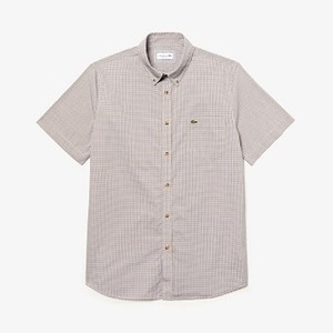 Mens Regular Fit Gingham Cotton Shirt [라코스테 셔츠] Blue/Yellow-0XE (Selected colour) (CH0004-51)