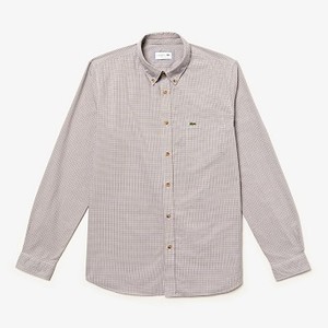 Mens Regular Fit Gingham Cotton Poplin Shirt [라코스테 셔츠] Blue/Yellow-0XE (Selected colour) (CH0003-51)