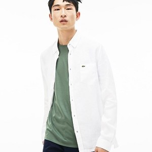 Mens Regular Fit Linen Shirt [라코스테 셔츠] White-001 (Selected colour) (CH4990-51)