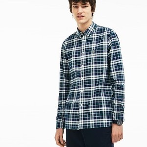 Mens Slim Fit Check Stretch Oxford Cotton Shirt [라코스테 셔츠] (CH1465-51)