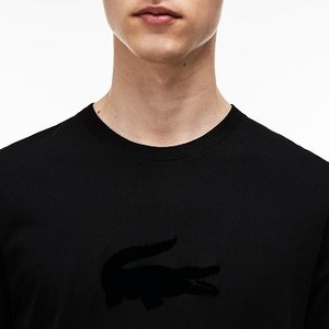 Mens Crew Neck Oversized Crocodile Jersey T-shirt [라코스테 반팔,폴로티] Black-031 (Selected colour) (TH9364-51)