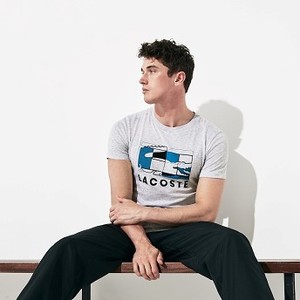 Mens SPORT Crocodile Design Breathable T-shirt [라코스테 반팔,폴로티] Grey Chine/Black/Blue/Blue-1LF (Selected colour) (TH8425-51)