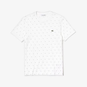 Mens Crewneck Mini Houndstooth Cotton T-shirt [라코스테 반팔,폴로티] White/Blue-3NX (Selected colour) (TH8620-51)