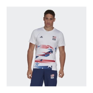 [해외]USA Volleyball Primeblue Replica Tee [아디다스 티셔츠] White / Dash Grey / Team Navy (FK1036)
