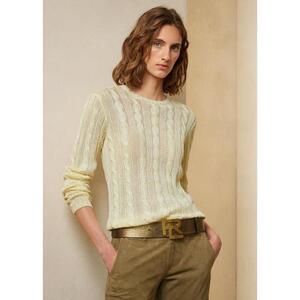 [해외] 랄프로렌 Cable Knit Silk Crewneck Sweater 636762_Lux_Cream_Lux_Cream