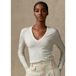 [해외] 랄프로렌 Wool Long Sleeve V Neck Sweater 587115_Lux_Cream_Lux_Cream